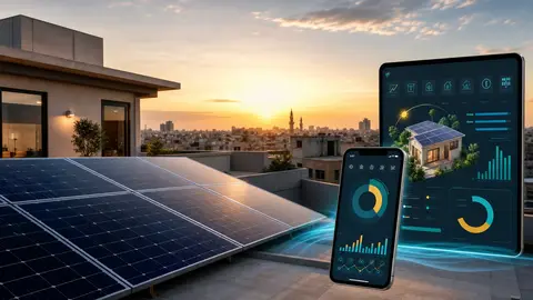 Rooftop solar panels with Munshi-Gee solar planning dashboard